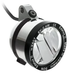Edelux II Hangende LED Koplamp Voor Naafdynamo's Zilver Gepolijst