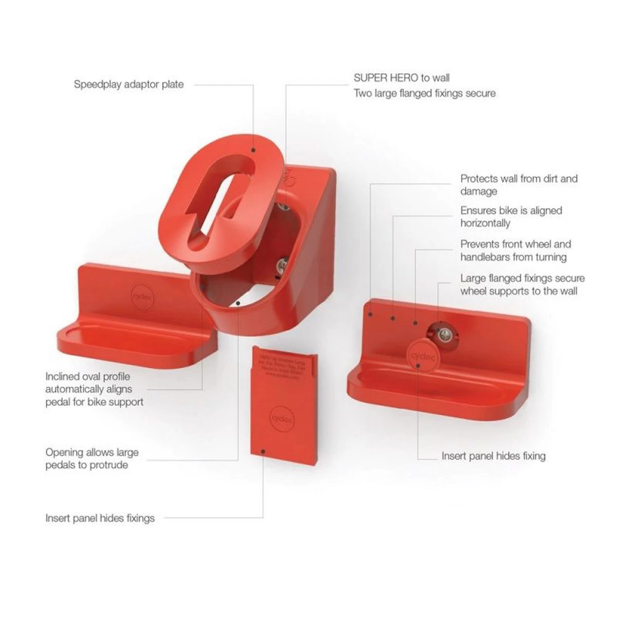 Cycloc Superheld Fietsbeugel - Rood 4 Cycloc Superheld Fietsbeugel - Rood - Afbeelding 2