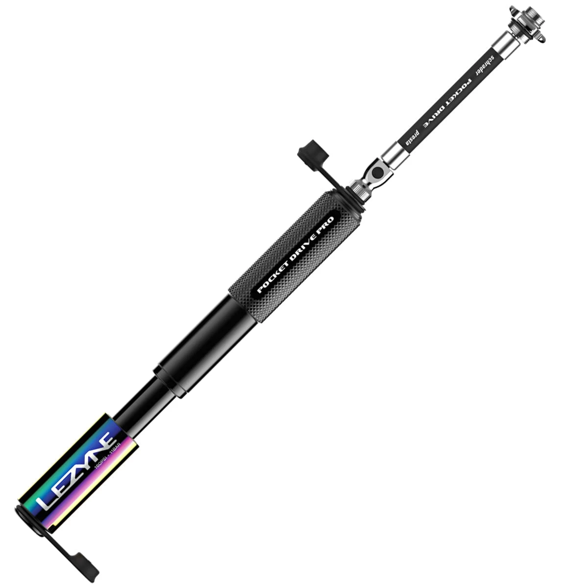 Lezyne Pocket Drive Pro Minipomp - Neo Metallic / Zwart 4 Lezyne Pocket Drive Pro Minipomp - Neo Metallic / Zwart - Afbeelding 2