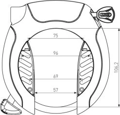 Abus PRO SHIELD XPlus 5955 NR Zwart -Fietsuitrusting Winkel technical drawing 5955 3